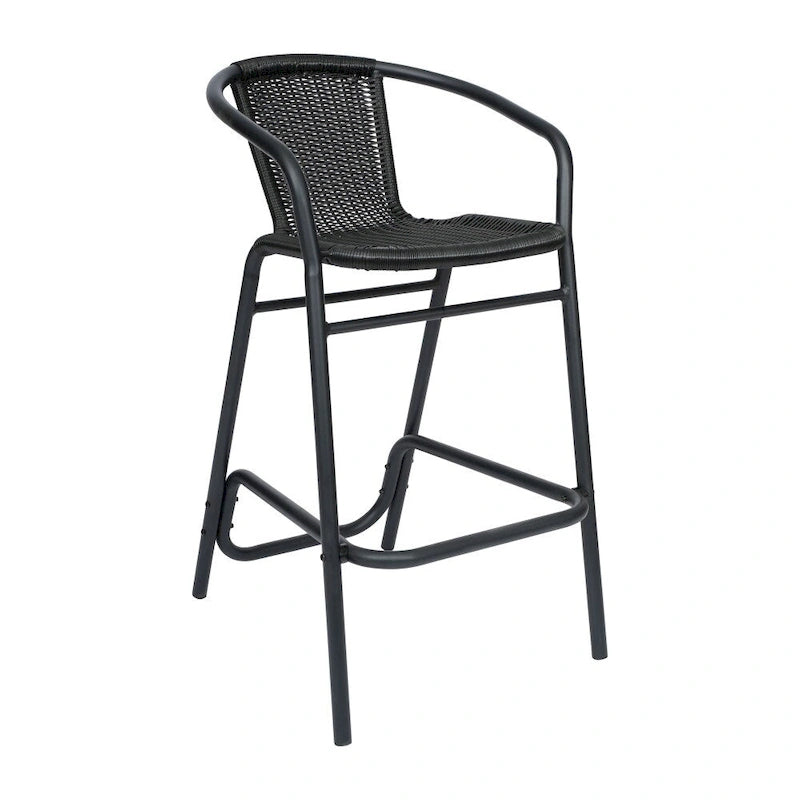 Indoor Outdoor Rattan Barstool with Powder Coated Aluminum Frame Gray