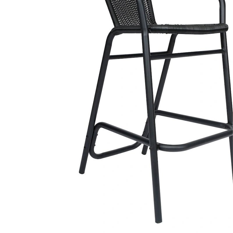 Indoor Outdoor Rattan Barstool with Powder Coated Aluminum Frame Gray