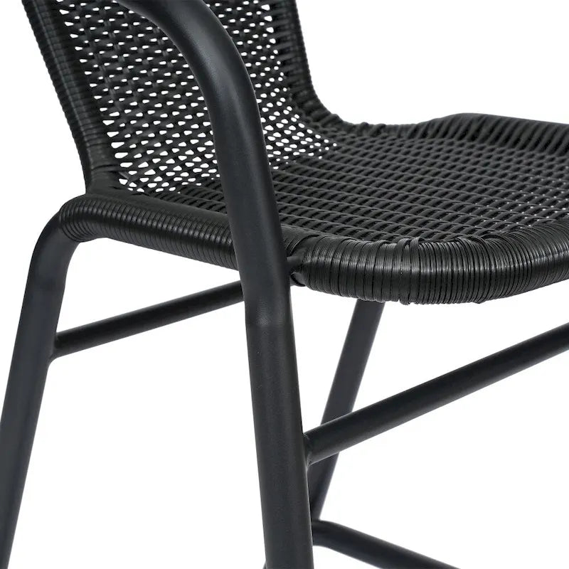 Indoor Outdoor Rattan Barstool with Powder Coated Aluminum Frame Gray
