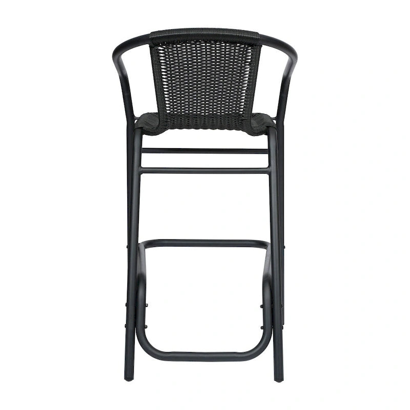 Indoor Outdoor Rattan Barstool with Powder Coated Aluminum Frame Gray