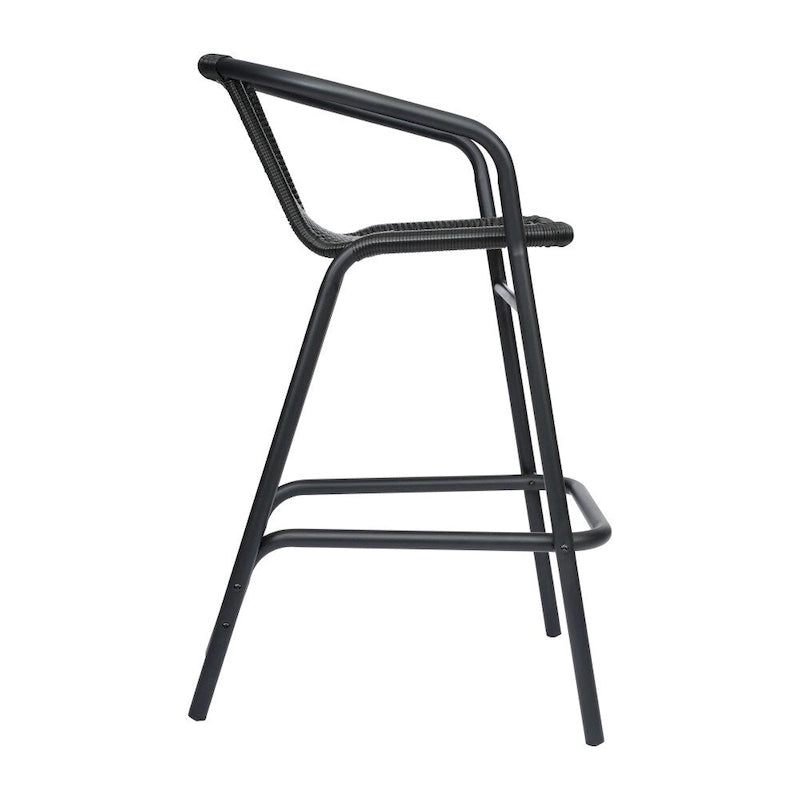 Indoor Outdoor Rattan Barstool with Powder Coated Aluminum Frame Gray