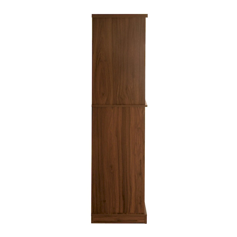 Tall Rattan Door Storage Cabinet with Drawer Walnut Natural
