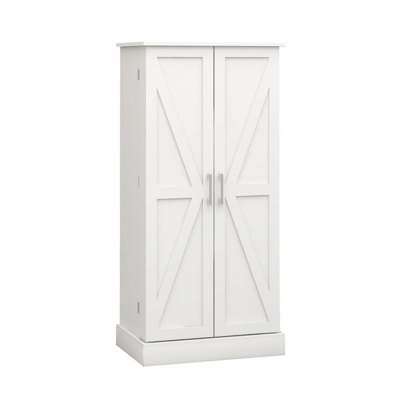 White Freestanding Storage Cabinet with LED Sensor Light, 5-Tier Pantry