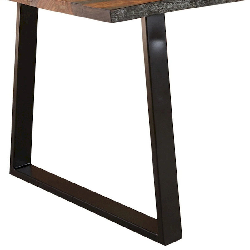 Rectangular Live Edge Sheesham Wood Dining Table with Black Iron Base
