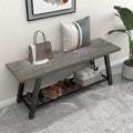 Industrial Style Shoe Storage Bench with Metal Frame and Bottom Shelf
