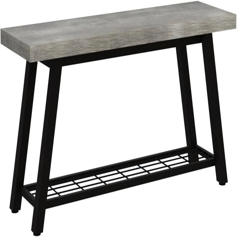 Industrial Style Shoe Storage Bench with Metal Frame and Bottom Shelf