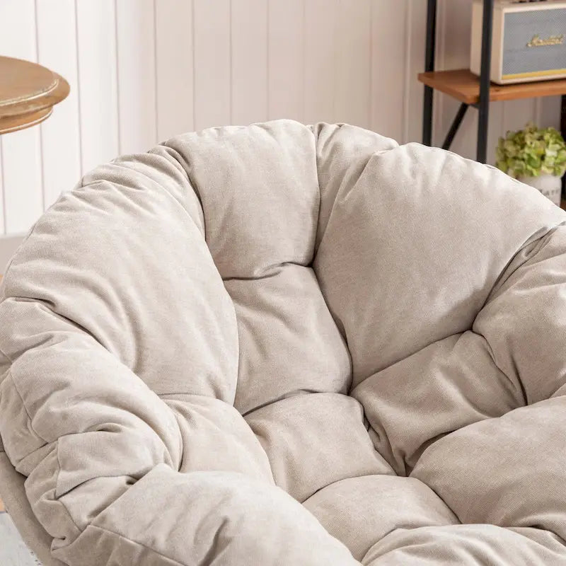 Round Swivel Barrel Accent Chair with Plush Cushion Grey Yellow Beige