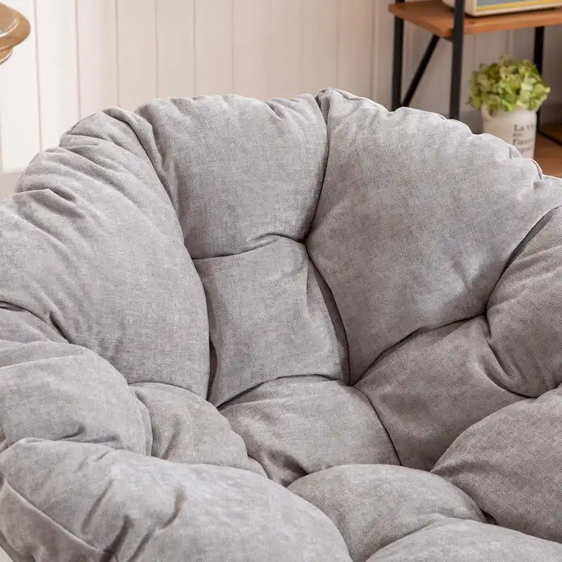 Round Swivel Barrel Accent Chair with Plush Cushion Grey Yellow Beige