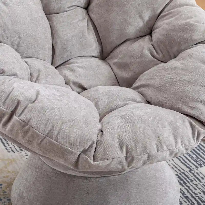Round Swivel Barrel Accent Chair with Plush Cushion Grey Yellow Beige