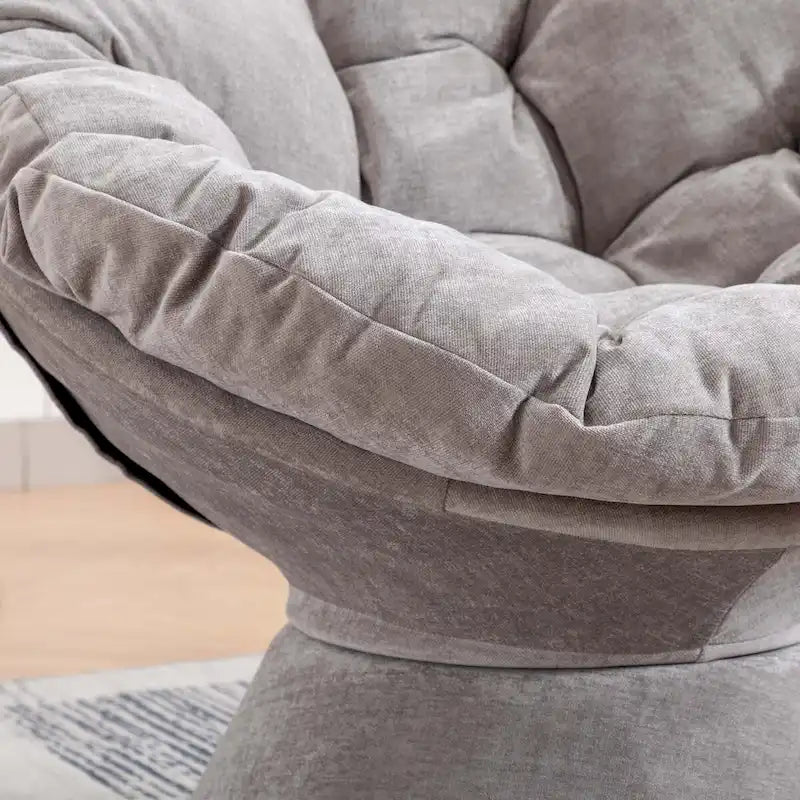 Round Swivel Barrel Accent Chair with Plush Cushion Grey Yellow Beige