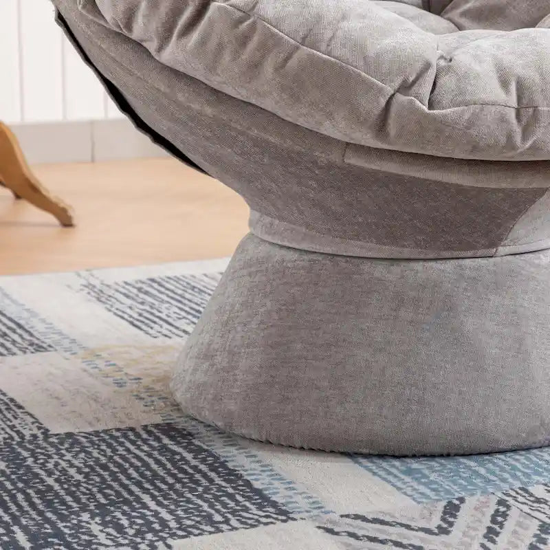 Round Swivel Barrel Accent Chair with Plush Cushion Grey Yellow Beige