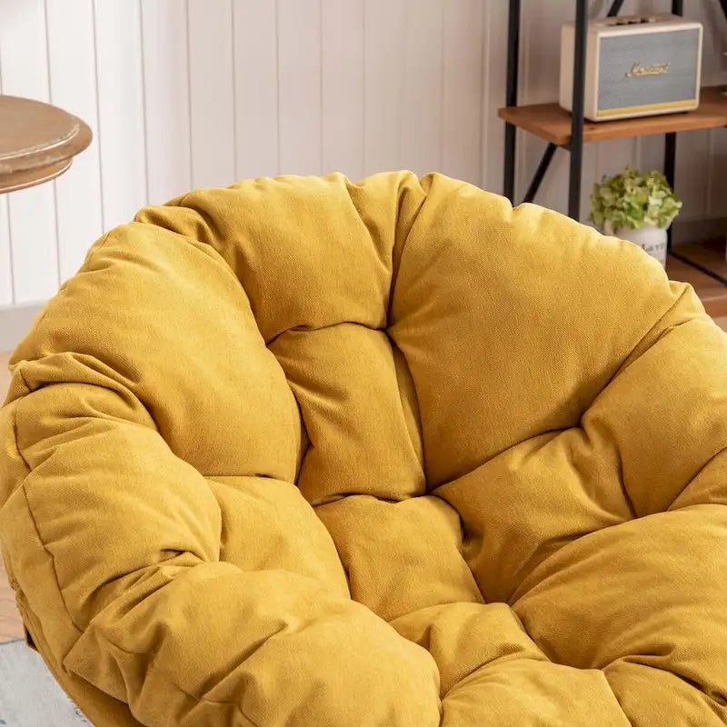 Round Swivel Barrel Accent Chair with Plush Cushion Grey Yellow Beige