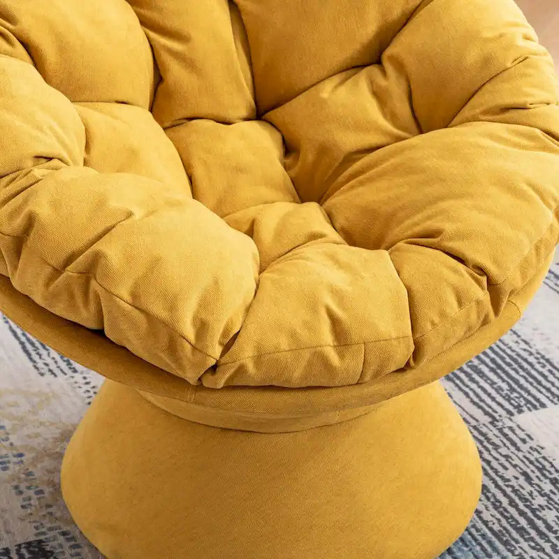Round Swivel Barrel Accent Chair with Plush Cushion Grey Yellow Beige