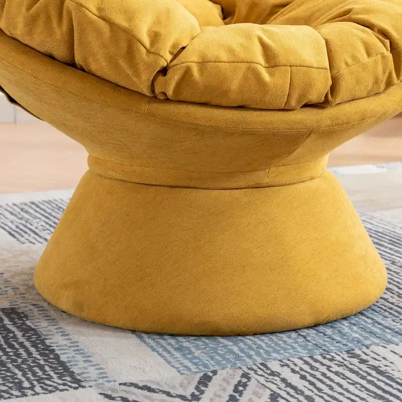 Round Swivel Barrel Accent Chair with Plush Cushion Grey Yellow Beige