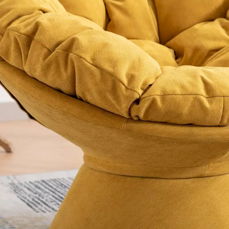 Round Swivel Barrel Accent Chair with Plush Cushion Grey Yellow Beige