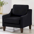 Velvet Accent Chair with Scooped Arms Cushion Back Wooden Legs
