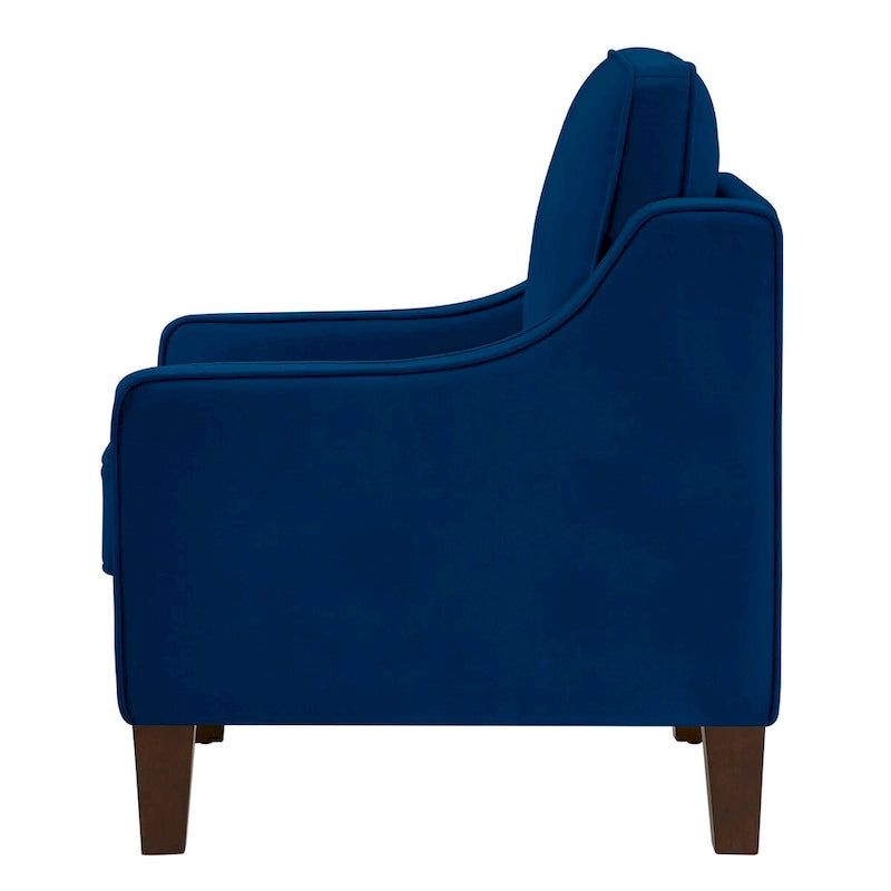 Velvet Accent Chair with Scooped Arms Cushion Back Wooden Legs