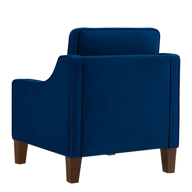 Velvet Accent Chair with Scooped Arms Cushion Back Wooden Legs