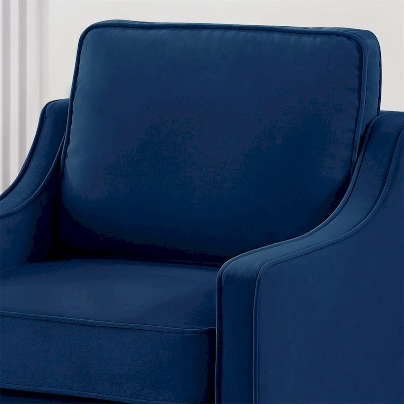 Velvet Accent Chair with Scooped Arms Cushion Back Wooden Legs