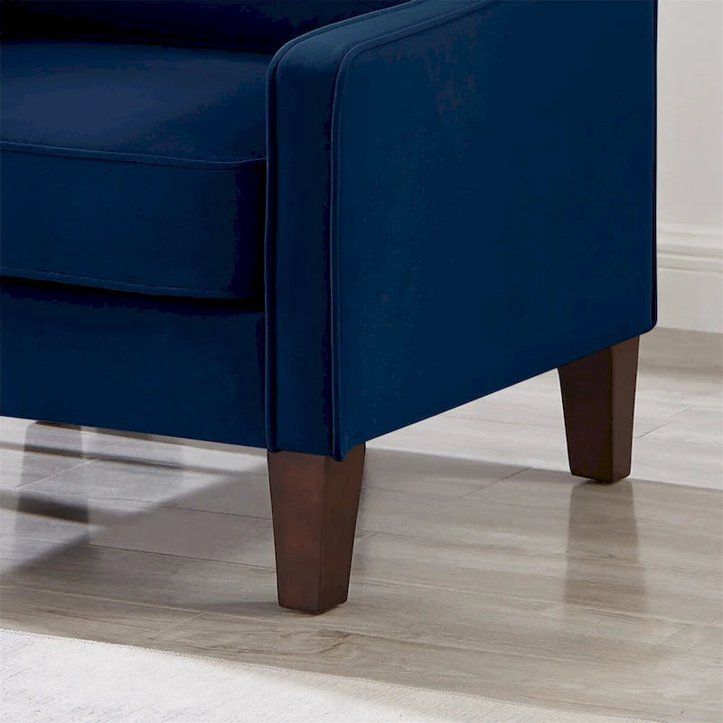 Velvet Accent Chair with Scooped Arms Cushion Back Wooden Legs