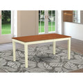 Solid Rubberwood Rectangular Dining Table with Butterfly Leaf, Buttermilk Cherry & Black