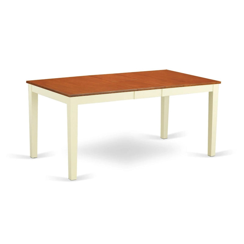 Solid Rubberwood Rectangular Dining Table with Butterfly Leaf, Buttermilk Cherry & Black