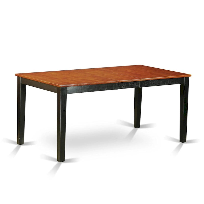 Solid Rubberwood Rectangular Dining Table with Butterfly Leaf, Buttermilk Cherry & Black