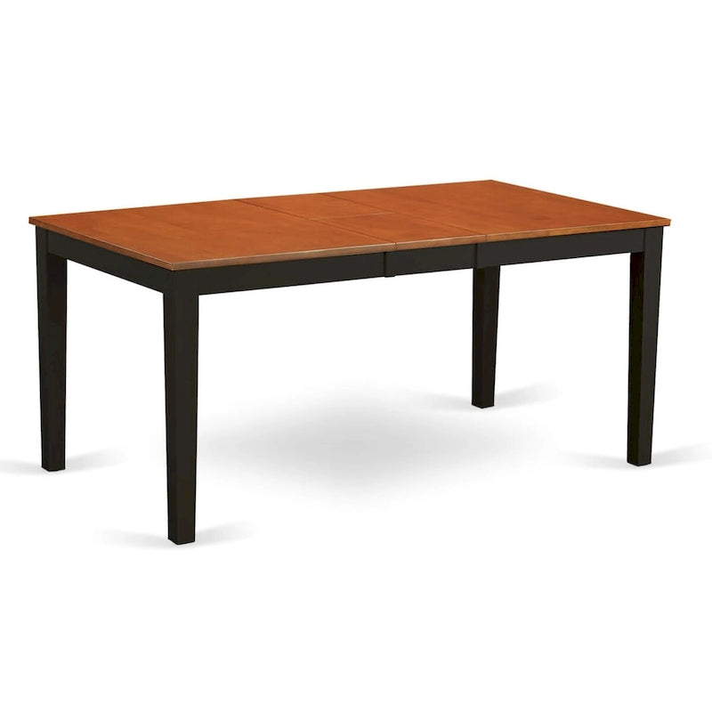 Solid Rubberwood Rectangular Dining Table with Butterfly Leaf, Buttermilk Cherry & Black