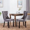 Tufted Velvet Upholstered Dining Chair Solid Wood Legs Nailhead Trim