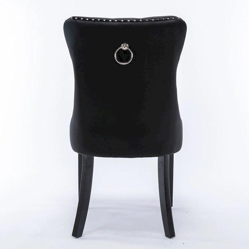Tufted Velvet Upholstered Dining Chair Solid Wood Legs Nailhead Trim
