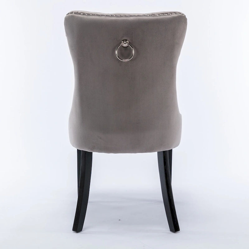 Tufted Velvet Upholstered Dining Chair Solid Wood Legs Nailhead Trim