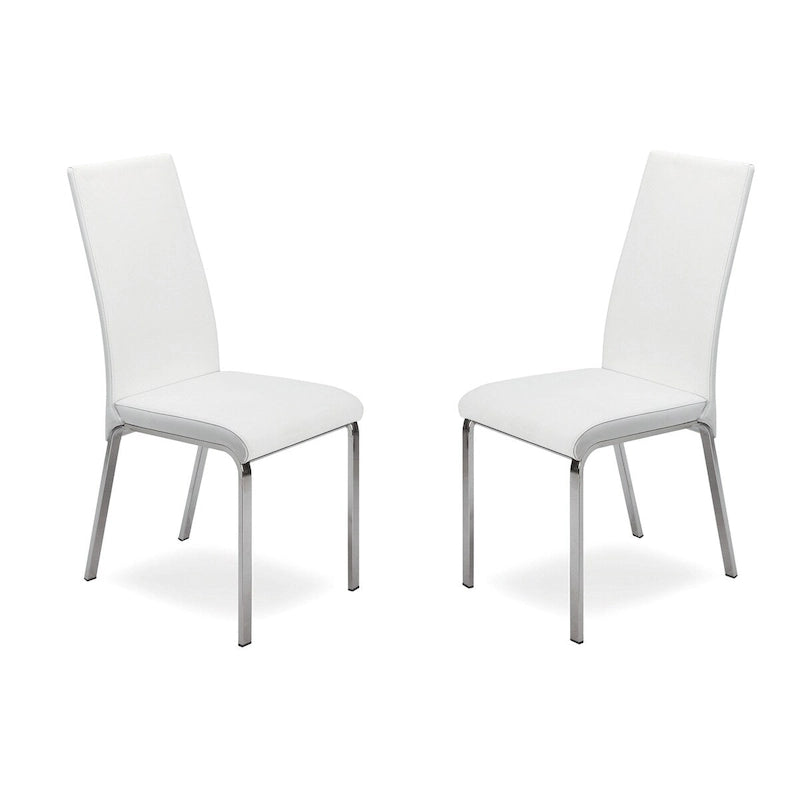 Modern Top Grain Leather Dining Chair with Chrome Legs Taupe