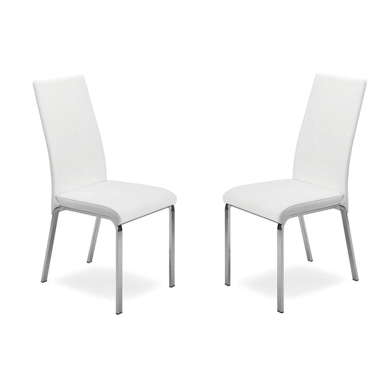 Modern Top Grain Leather Dining Chair with Chrome Legs Taupe
