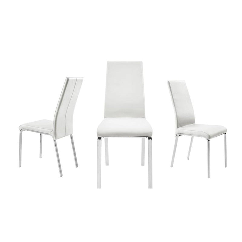 Modern Top Grain Leather Dining Chair with Chrome Legs Taupe