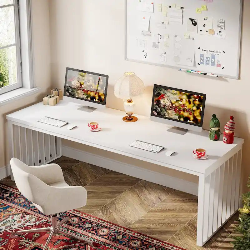 Large Rustic Brown Wood Top Black Metal Frame Writing Computer Desk