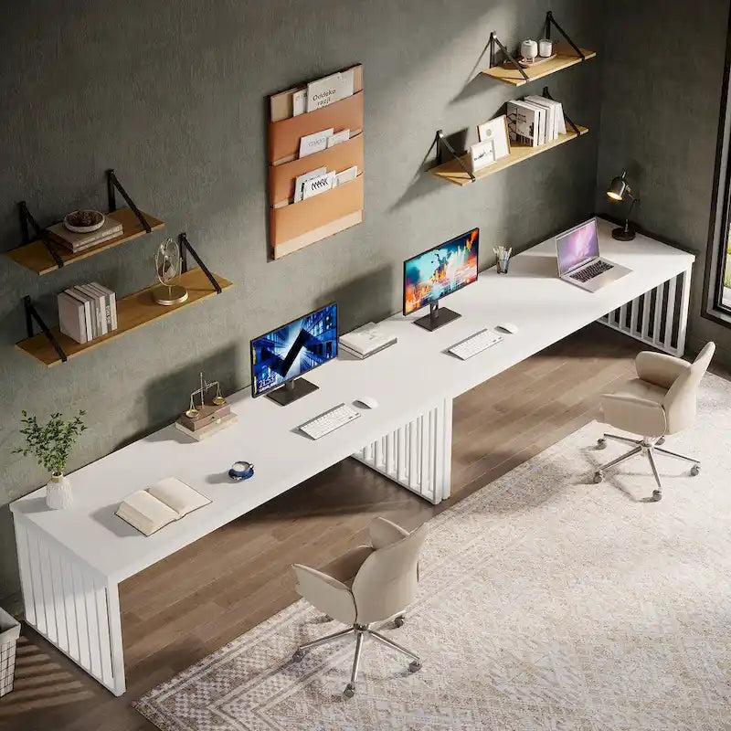 Large Rustic Brown Wood Top Black Metal Frame Writing Computer Desk