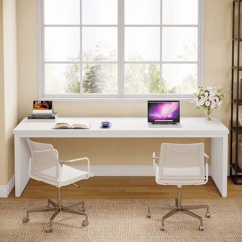 Large Rustic Brown Wood Top Black Metal Frame Writing Computer Desk