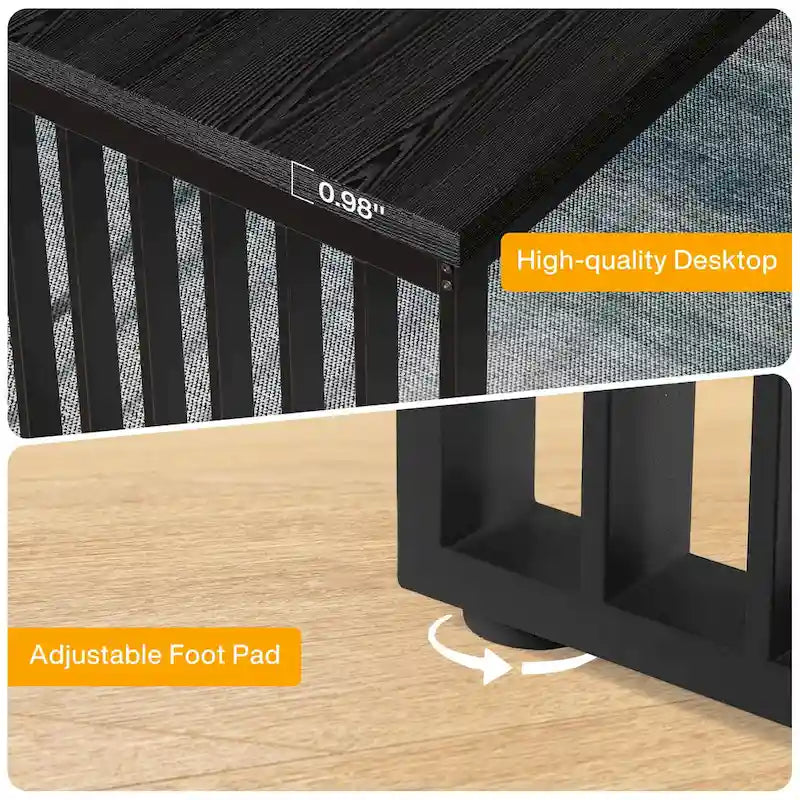 Large Rustic Brown Wood Top Black Metal Frame Writing Computer Desk