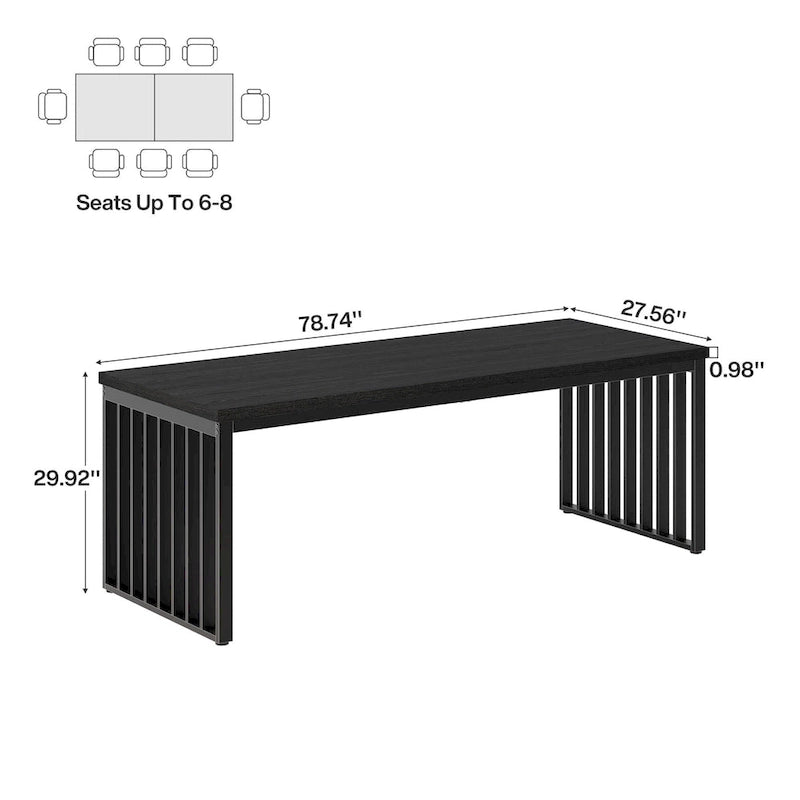 Large Rustic Brown Wood Top Black Metal Frame Writing Computer Desk