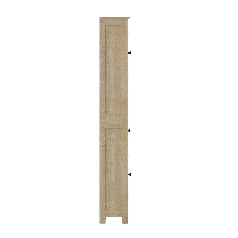 Tall Freestanding Bathroom Linen Tower Cabinet with Drawer Open Shelf Double Doors White