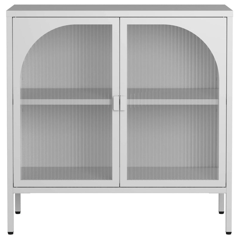 Modern Metal Sideboard Cabinet with Arched Glass Doors Black