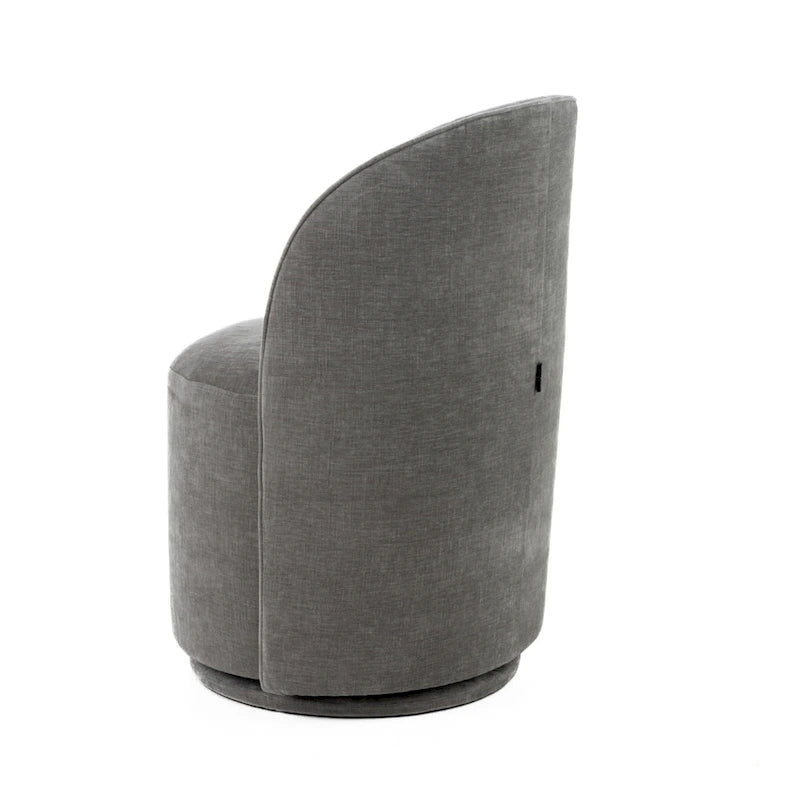 Dove Grey Fabric Swivel Dining Chair with Rounded Back