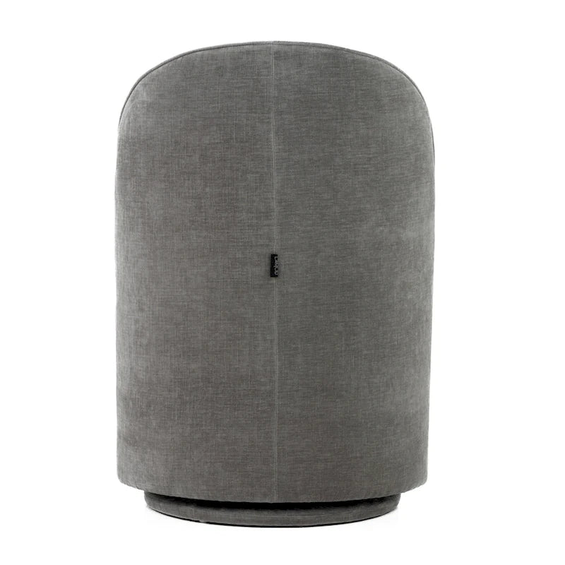 Dove Grey Fabric Swivel Dining Chair with Rounded Back