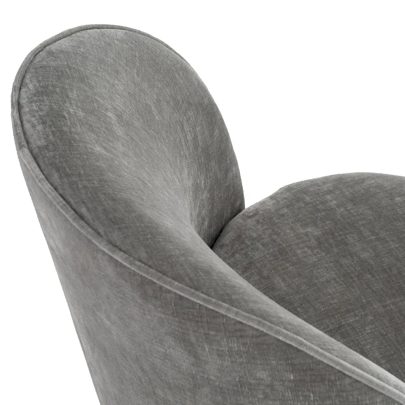 Dove Grey Fabric Swivel Dining Chair with Rounded Back