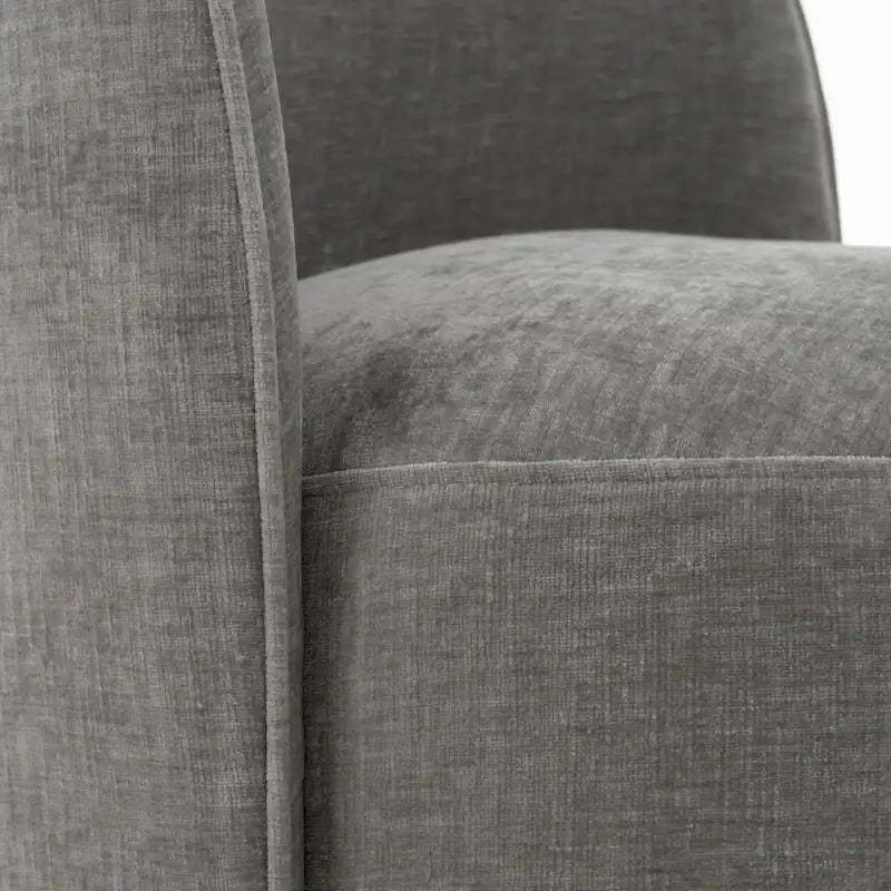 Dove Grey Fabric Swivel Dining Chair with Rounded Back