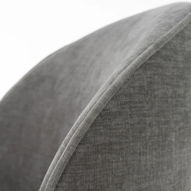 Dove Grey Fabric Swivel Dining Chair with Rounded Back